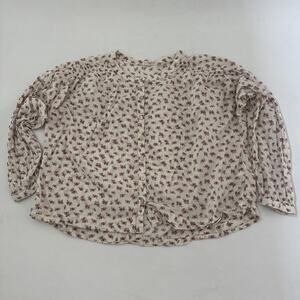 Lucky Brand Shirt Womens Small Floral Boho Peasant 100% Cotton